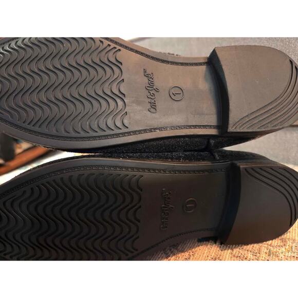 Cat & Jack Girls Black Glitter Ankle Boots Zip Side Booties Size 1 NWT Sparkle - Picture 6 of 6